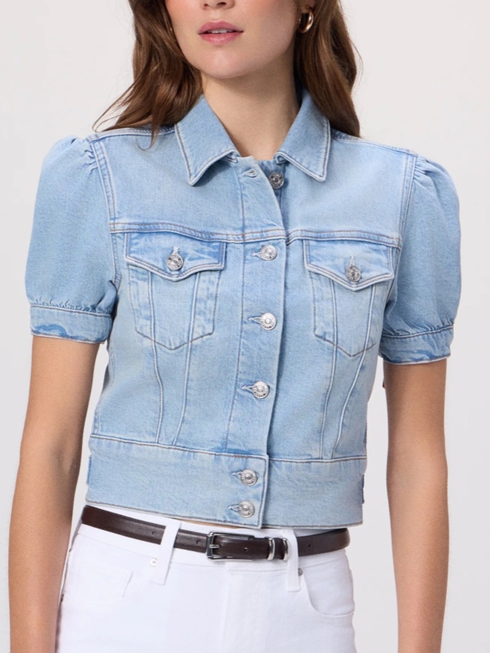 PAIGE Kendra Short Sleeve Crop Denim Jacket